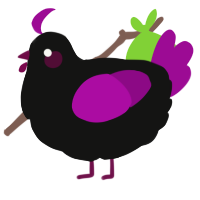 Rhino, a black and plum chicken