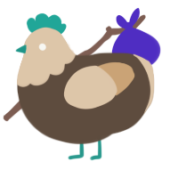 Daisy, a bark and beige chicken with a head pattern