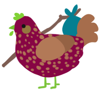 Dragonfruit, a maroon and brown chicken with a speckle pattern
