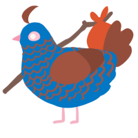 lapis, a sapphire and russet chicken with a lace pattern