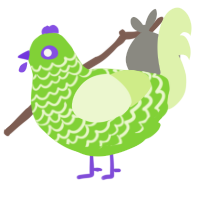A grass and apple chicken with a lace pattern