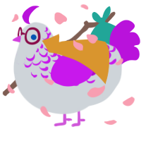 Solar, a mist and amethyst chicken with a half-lace pattern