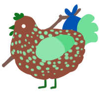 Greta, a russet and spring chicken with a speckle pattern