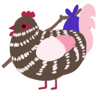 Chaene, a bark and rose chicken with a bar pattern