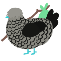 A ash and black chicken with a lace pattern