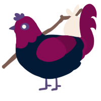 A tumblr and wine chicken with a head pattern