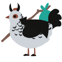 Malthus, a mist and black chicken with a half-lace pattern