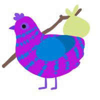 radioactive, a amethyst and sapphire chicken with a bar pattern