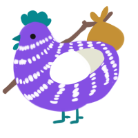 (unnamed), a blurple and white chicken with a bar pattern