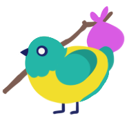 (unnamed), a yellow and turquoise chicken with a head pattern