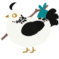 A white and black chicken with a neck-speckle pattern