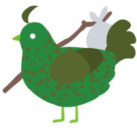 A viridian and olive chicken with a speckle pattern
