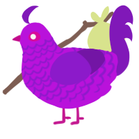 A amethyst and violet chicken with a lace pattern