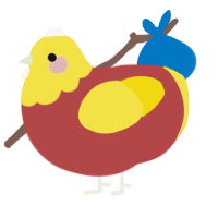 A red and yellow chicken with a head pattern
