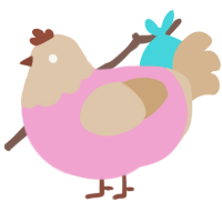 A pink and beige chicken with a head pattern