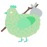 A gluppy and spring chicken with a speckle pattern