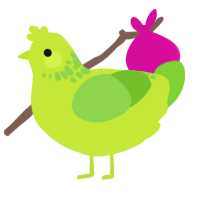 A lime and grass chicken with a neck-speckle pattern