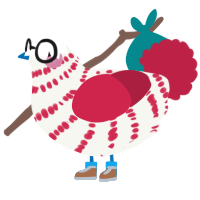 A white and crimson chicken with a bar pattern