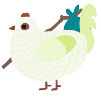 A white and apple chicken with a lace pattern
