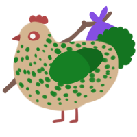 A beige and leaf chicken with a speckle pattern