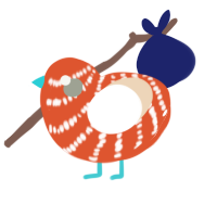 g, a vermilion and cream chicken with a bar pattern
