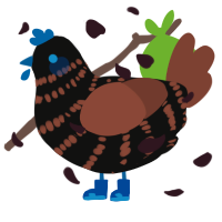 A black and russet chicken with a bar pattern