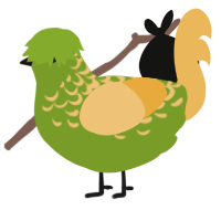 Mango, a chartreuse and honey chicken with a half-lace pattern