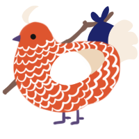 Candied Orange Peel, a vermilion and cream chicken with a lace pattern
