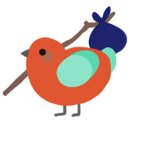 Persimmon, a vermilion and mint chicken