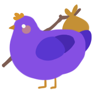 Blurpie, a blurple and indigo chicken