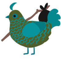 Evil Olive, a olive and teal chicken with a lace pattern