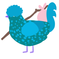 Blue Boyo, a teal and cerulean chicken with a speckle pattern