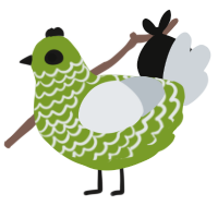 A chartreuse and mist chicken with a lace pattern