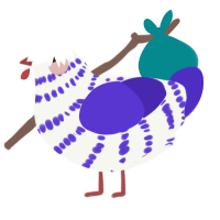 Grape Fizz, a white and indigo chicken with a bar pattern