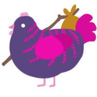 A overcast and fuchsia chicken with a half-bar pattern