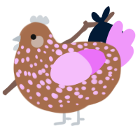 A brown and lavender chicken with a speckle pattern