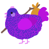 A indigo and amethyst chicken with a double-lace pattern
