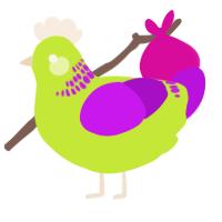 A lime and amethyst chicken with a neck-band pattern