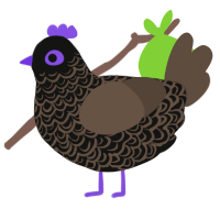 Evanescence, a black and bark chicken with a double-lace pattern