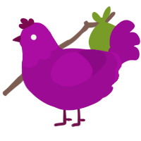 yuuuuurple-, a plum chicken with a head pattern