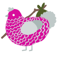 yeah-, a fuchsia and silver chicken with a lace pattern