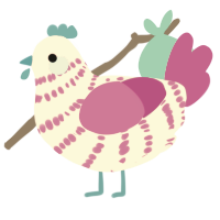 A pink and fuchsia chicken with a bar pattern