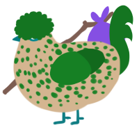 A beige and leaf chicken with a speckle pattern