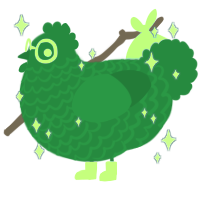 A viridian chicken with a lace pattern