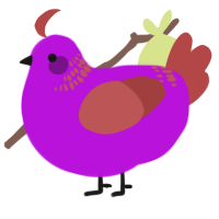 Blackcurrant Soda, a amethyst and red chicken with a neck-band pattern