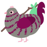 A ash and wine chicken with a bar pattern