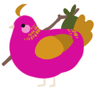 (unnamed), a fuchsia and ochre chicken with a neck-band pattern