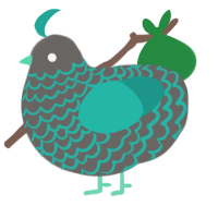 teal thing, a grey and turquoise chicken with a lace pattern