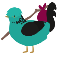 (unnamed), a turquoise and sable chicken with a neck-speckle pattern