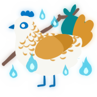 A white and orange chicken with a half-lace pattern